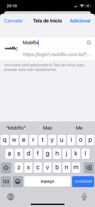 Tela de confirmação para adicionar à tela inicial